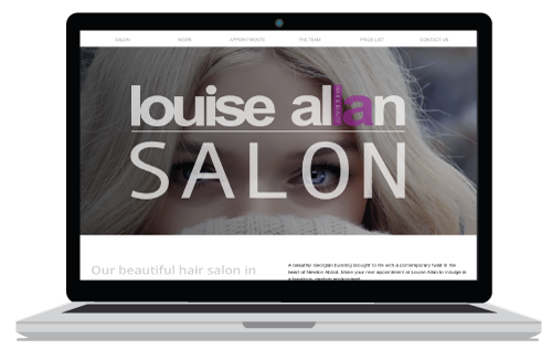 Hair salon website sample banner showing lady 