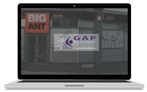 Gap Agency website site sample banner for website design adverts in Newton Abbot